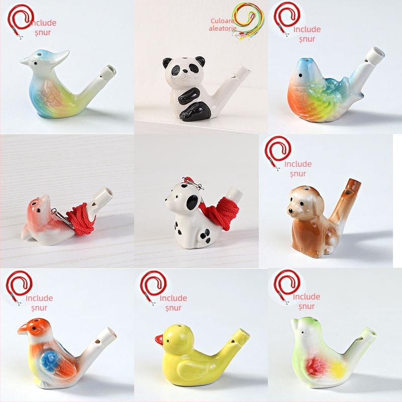 Fluier ceramic în formă de pasăre de apă — jucărie-suvenir pentru obiective turistice; cadou personal ideal pentru colegi, prieteni, copii sau colegi de clasă (Enshi); potrivit pentru Ziua Profesorului, Ziua Națională și Ziua Copilului; perfect pentru amin