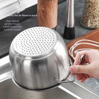 Coș din oțel inoxidabil pentru scurgerea în chiuvetă – montaj pe perete, pentru spălat vase și resturi alimentare