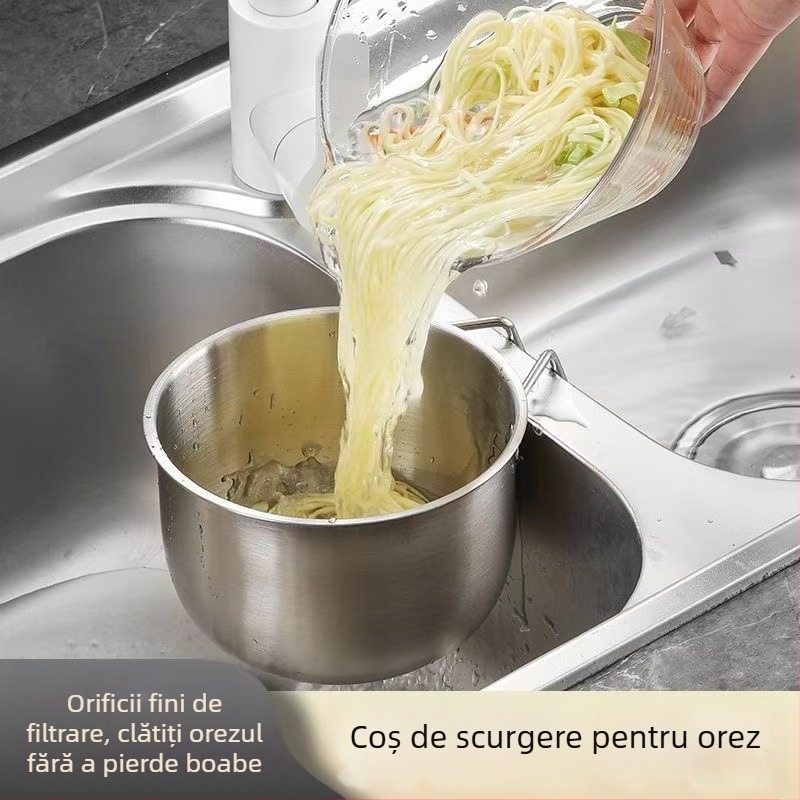 Coș din oțel inoxidabil pentru scurgerea în chiuvetă – montaj pe perete, pentru spălat vase și resturi alimentare