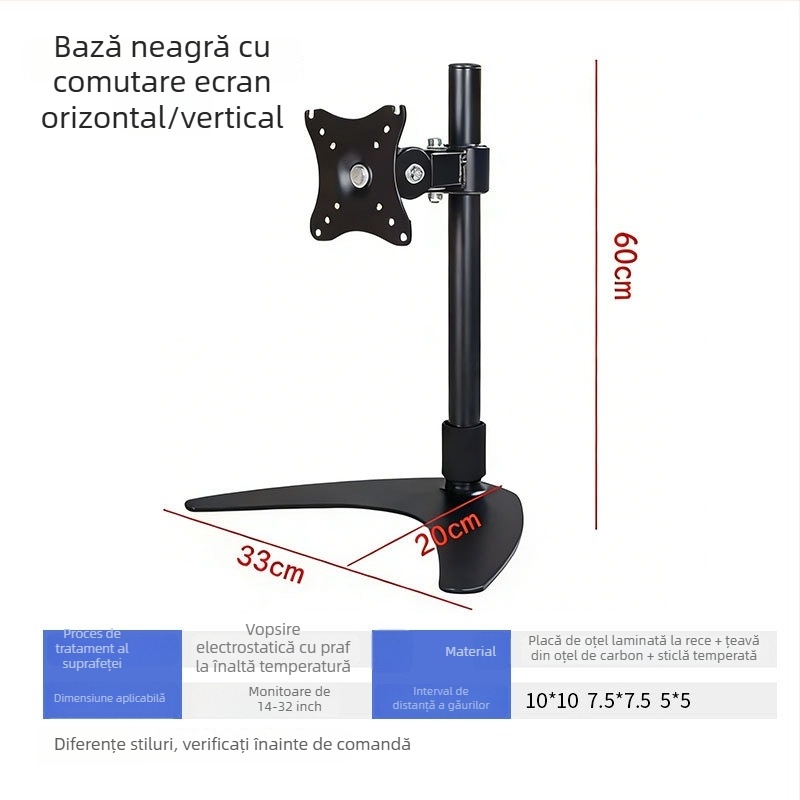 Suport pentru monitor cu reglare orizontală și verticală — bază de birou pentru monitoare PC