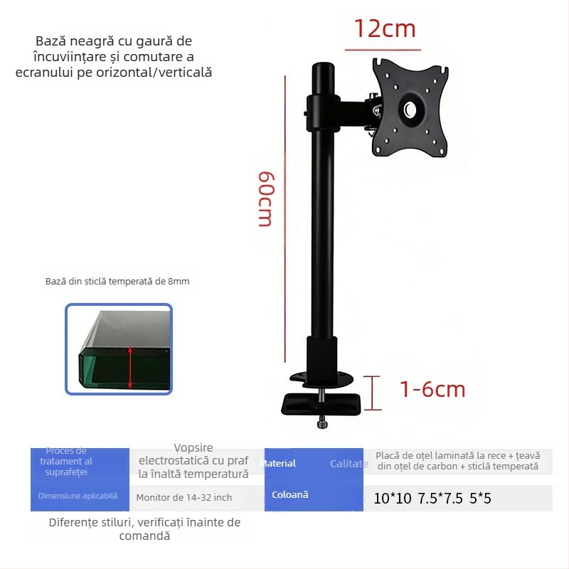 Suport pentru monitor cu reglare orizontală și verticală — bază de birou pentru monitoare PC