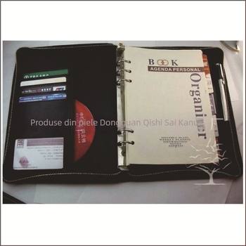 Jurnal universal cu fermoar din piele/PU, foi Forest, 80gsm, accesorii din oțel inoxidabil