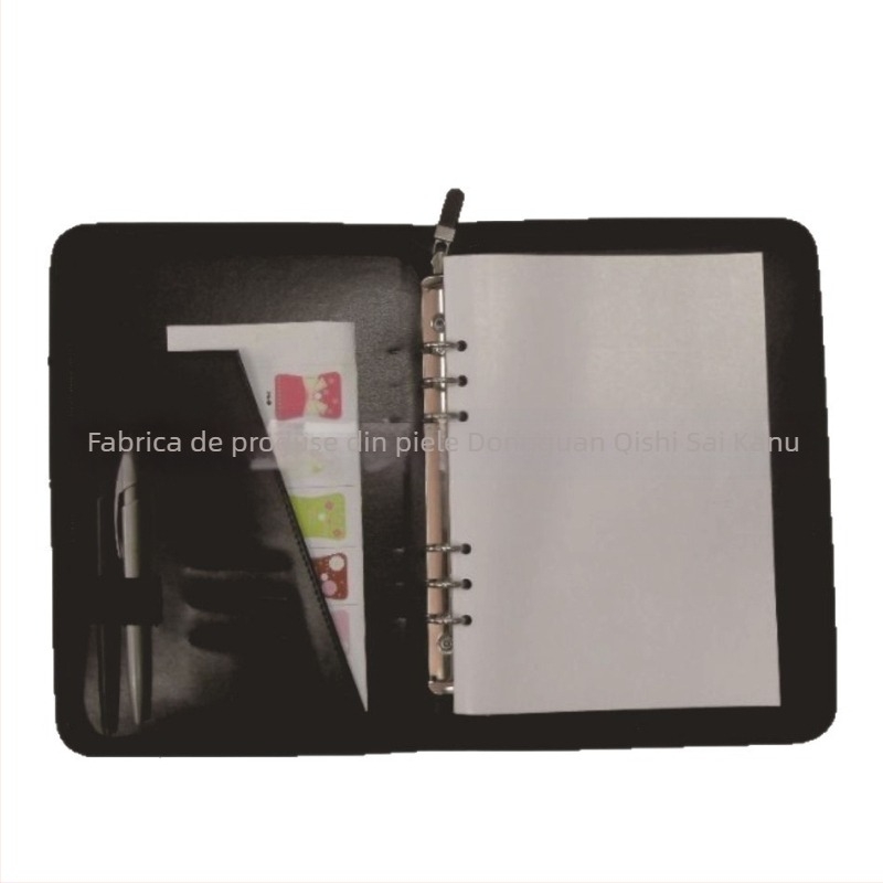 Jurnal universal cu fermoar din piele/PU, foi Forest, 80gsm, accesorii din oțel inoxidabil