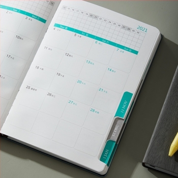 Carnet de afaceri cu o pagină pe zi, copertă din piele ecologică, legare cu copertă moale, hârtie Forest, 360 de pagini, accesorii din oțel inoxidabil, model 2022-03