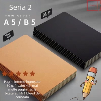 Caiet Qinxin – copertă din hârtie kraft, legare Car line, model QX-011, 30 pagini