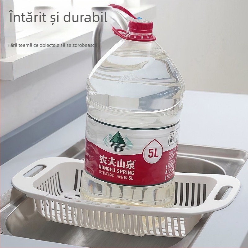 Coș telescopic pentru drenajul apei – Organizator creativ pentru fructe și legume în bucătăria casei – Material ABS