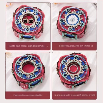 Cutie muzicală din lemn 3D LED pentru bijuterii – asamblată manual, stil chinezesc nou, model 125543