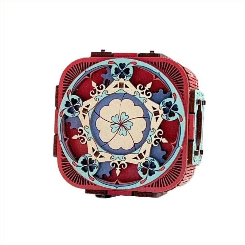 Cutie muzicală din lemn 3D LED pentru bijuterii – asamblată manual, stil chinezesc nou, model 125543