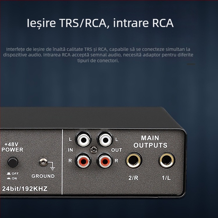 Wadeland interfață audio USB externă, 192 kHz, 2 intrări / 2 ieșiri pentru înregistrare și streaming live