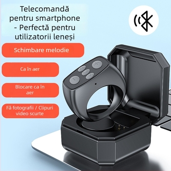 Inel Bluetooth telecomandă pentru telefon – fotografiere la distanță, înregistrare video și citire ebook, model LY-08, Bluetooth 5.3, ABS, 10 g