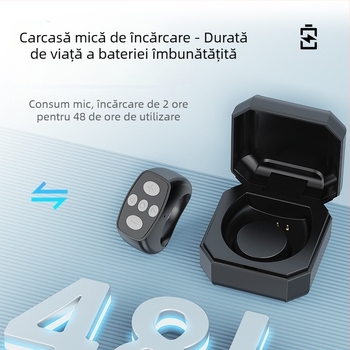 Inel Bluetooth telecomandă pentru telefon – fotografiere la distanță, înregistrare video și citire ebook, model LY-08, Bluetooth 5.3, ABS, 10 g