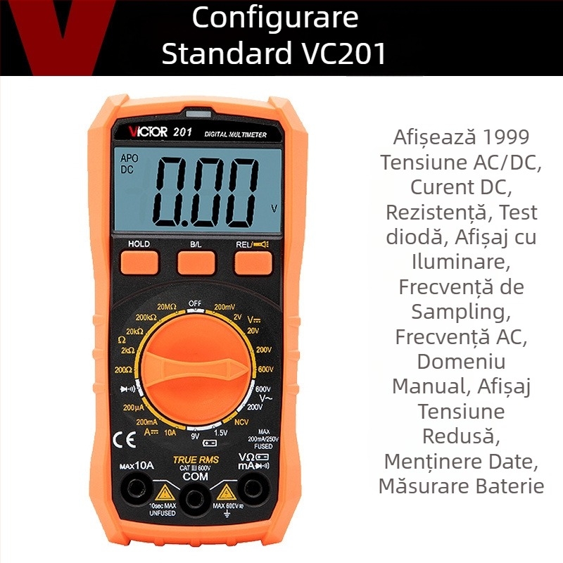 VC201 Multimetru Digital cu Protecție împotriva Arderea, Multifuncțional, Măsurare Manuală a Intervalelor, Pentru Electricieni