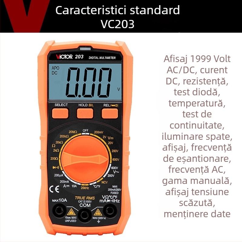 VC201 Multimetru Digital cu Protecție împotriva Arderea, Multifuncțional, Măsurare Manuală a Intervalelor, Pentru Electricieni