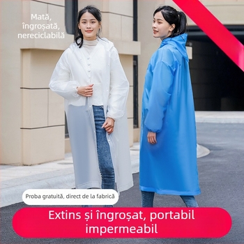 Poncă de ploaie pentru adulți din EVA, reutilizabilă, cu acoperire pentru tot corpul, țesătură 140 g, strat impermeabil PU lipit