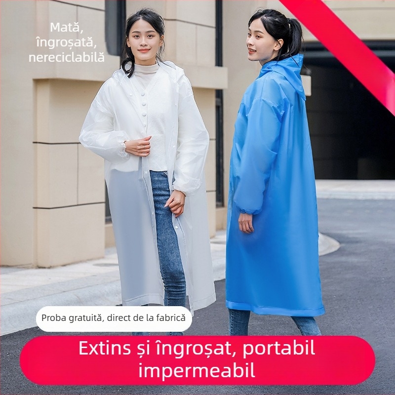 Poncă de ploaie pentru adulți din EVA, reutilizabilă, cu acoperire pentru tot corpul, țesătură 140 g, strat impermeabil PU lipit