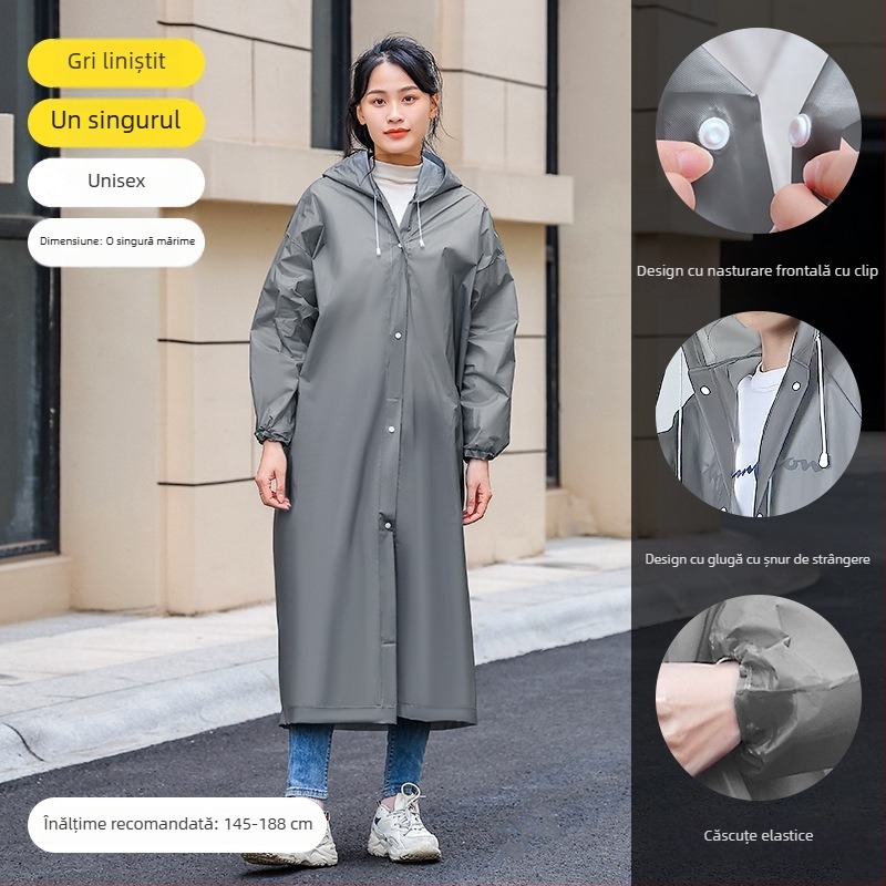 Poncă de ploaie pentru adulți din EVA, reutilizabilă, cu acoperire pentru tot corpul, țesătură 140 g, strat impermeabil PU lipit