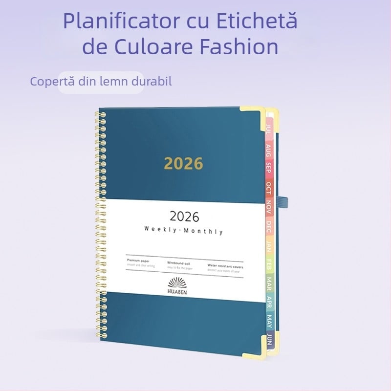 Planificator săptămânal Tsutaya NW-006, legătură spirală, 140 pagini, hârtie 100 g