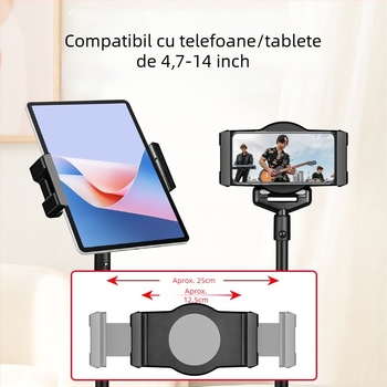 Tripod universal pentru telefon mobil și tabletă – suport pentru pat sau podea, pentru streaming live, fotografiere și înregistrare video