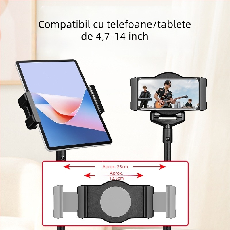 Tripod universal pentru telefon mobil și tabletă – suport pentru pat sau podea, pentru streaming live, fotografiere și înregistrare video
