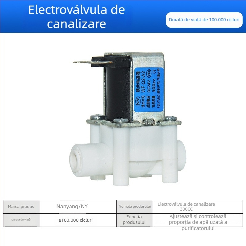 Valvă electromagnetică pentru purificatorul de apă, intrare apă 2 căi/3 căi, material POM, model NY, pentru echipamente de purificare a apei