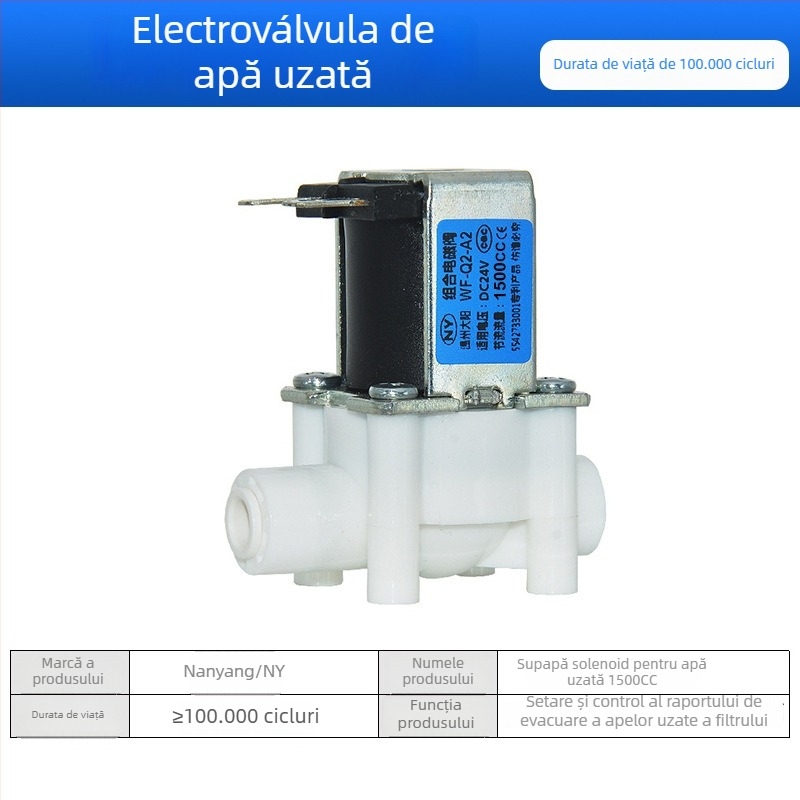 Valvă electromagnetică pentru purificatorul de apă, intrare apă 2 căi/3 căi, material POM, model NY, pentru echipamente de purificare a apei