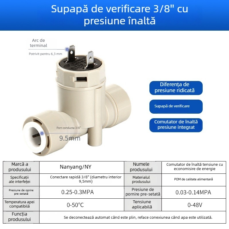 Valvă electromagnetică pentru purificatorul de apă, intrare apă 2 căi/3 căi, material POM, model NY, pentru echipamente de purificare a apei
