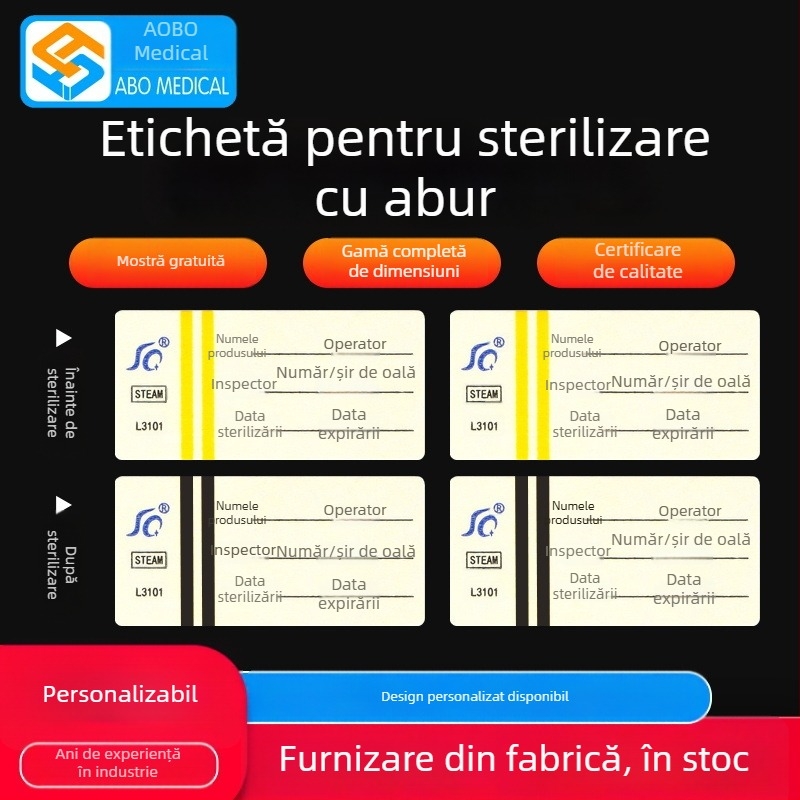 Obo etichetă indicator chimic RF din PVC pentru sterilizare cu abur la temperaturi înalte — personalizabilă pentru spitale și centre medicale