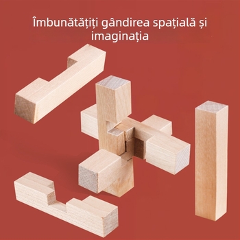 Wisdom Wheel Kong Ming Lock din lemn, puzzle de 36 piese, potrivit pentru 7–14 ani, ambalaj: cutie