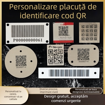 Plăci metalice personalizate din oțel inoxidabil, rezistente la coroziune, etichete pentru echipamente cu gravare laser și QR cod