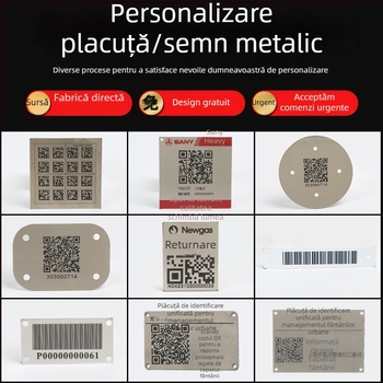 Plăci metalice personalizate din oțel inoxidabil, rezistente la coroziune, etichete pentru echipamente cu gravare laser și QR cod