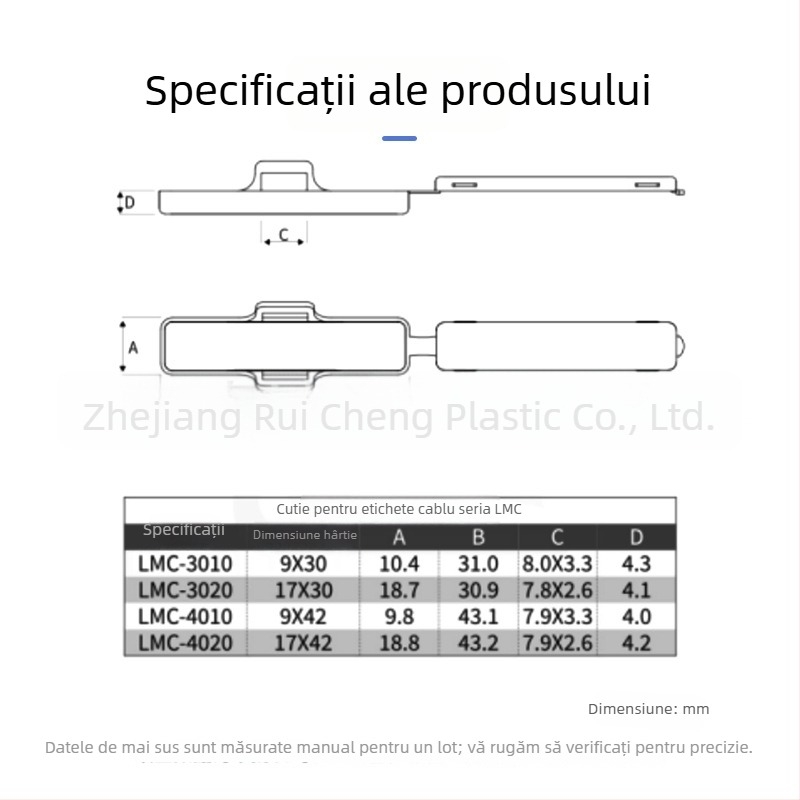 Placă impermeabilă de identificare a cablurilor cu etichetă transparentă, compatibilă cu modelele 3010/3020/4010/4020, material PP, pentru instrumentație.