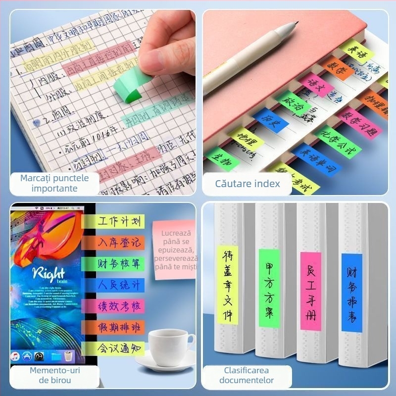 Etichetă autoadezivă pentru scriere manuală cu pagină indicator transparentă, poate fi scrisă