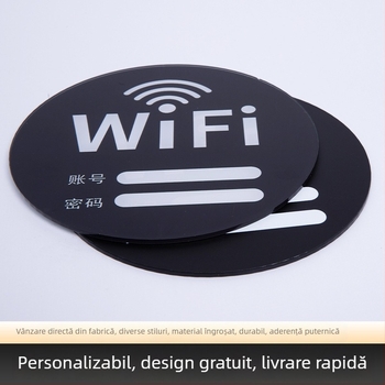 Siglă acrilică WiFi – indicator de internet wireless, pentru hoteluri și cafenele, autocolant de perete