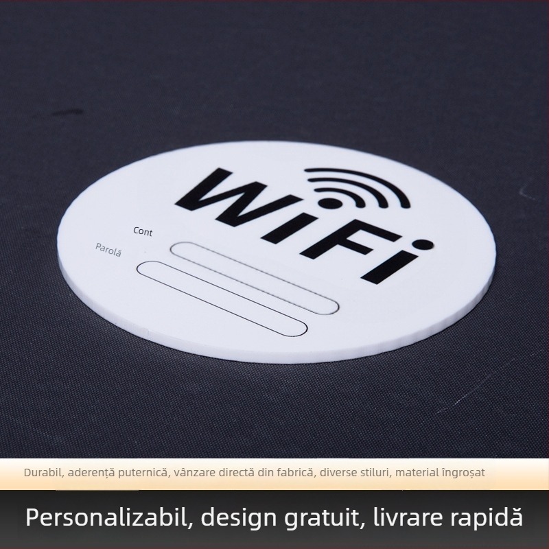 Siglă acrilică WiFi – indicator de internet wireless, pentru hoteluri și cafenele, autocolant de perete