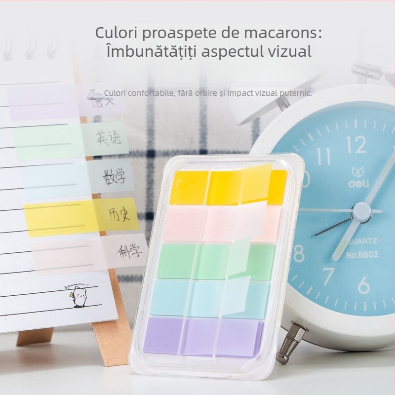 Deli 21606 Bloc de hârtie pentru notițe, fără adeziv, etichete indicator și etichete de index