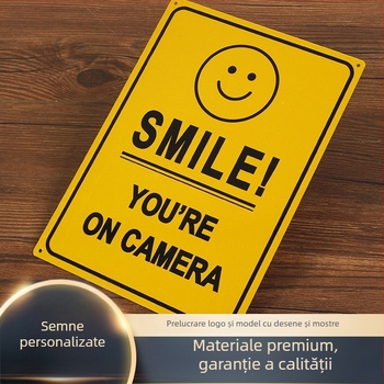 Semn de avertizare din oțel inoxidabil cu film reflectorizant, semn pentru camere impermeabil, personalizabil prin electroplacare, imprimare și ștampilare pentru ambalaje