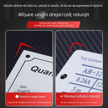 Placă metalică personalizată pentru utilaje — placă din aluminiu cu imprimare serigrafică și siglă gravată