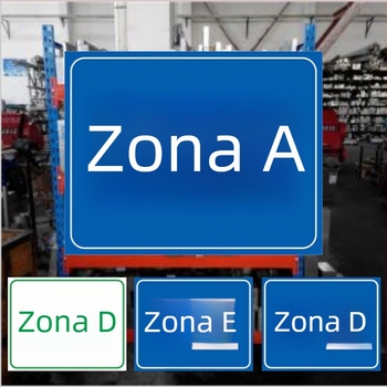 Semne personalizate pentru rafturi de depozit, semne de separare și zone de atelier; Imprimare UV; Material personalizabil; Potrivit pentru panouri de semnalizare