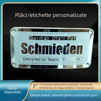 Semne metalice personalizate — oțel inoxidabil și aluminiu, imprimare serigrafică sau gravură, semne versatile pentru siguranță, vehicule și mobilier