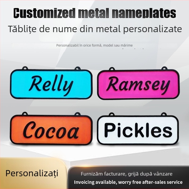 Placă de identificare din aluminiu cu imprimare UV, siglă decorativă, personalizabilă