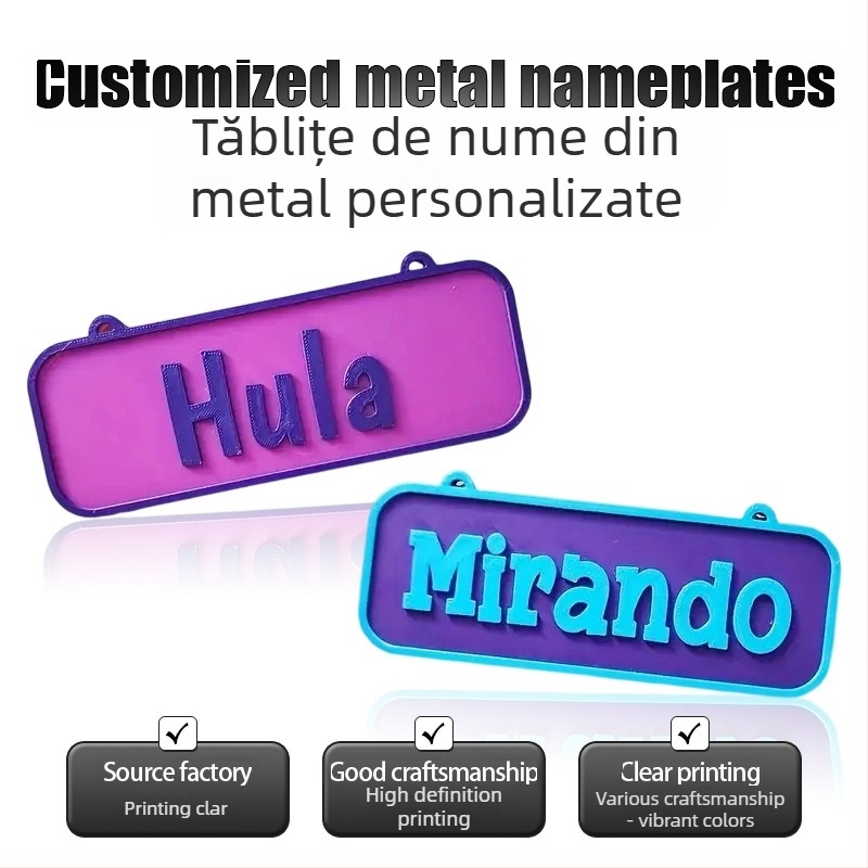 Placă de identificare din aluminiu cu imprimare UV, siglă decorativă, personalizabilă