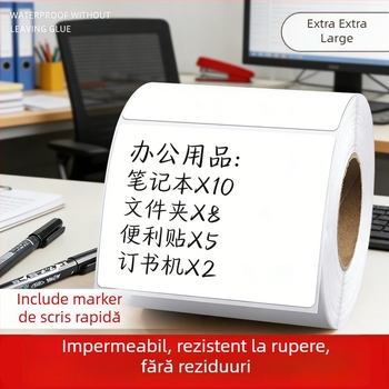 Hârtie etichetă autoadezivă pentru scriere, PP termic, fața: hârtie sintetică, adeziv care nu se usucă, grosime 75, rezistență la temperatură pe termen lung 50, formă dreptunghiulară