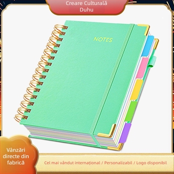 Bloc-notes cu spirală, 300 de pagini, hârtie 100 g/m², copertă din piele sintetică, personalizabil
