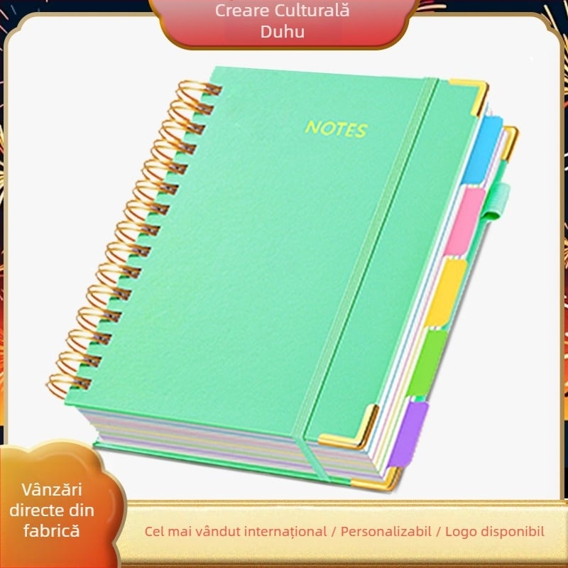 Bloc-notes cu spirală, 300 de pagini, hârtie 100 g/m², copertă din piele sintetică, personalizabil