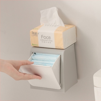 Cutie de depozitare montată pe perete, cu capac rabatabil, fără găuri, mare capacitate, PP plastic, pentru baie și bucătărie