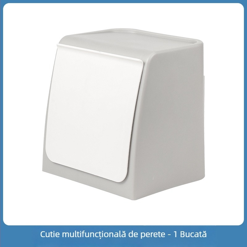 Cutie de depozitare montată pe perete, cu capac rabatabil, fără găuri, mare capacitate, PP plastic, pentru baie și bucătărie
