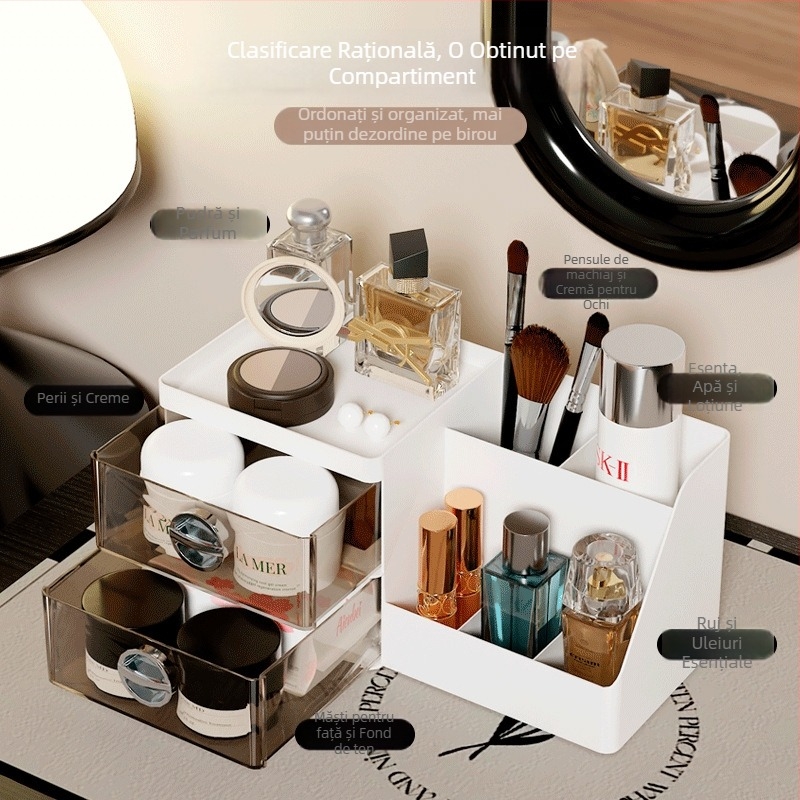 Cutie de depozitare pentru cosmetică de birou, cu sertare, ABS+PS, logo personalizat, Sun Xiaomei, lansată martie 2024