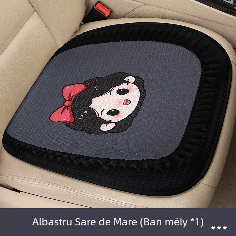 Set de trei perne pentru scaun auto, suprafață din plasă respirabilă, umplutură din burete, design desen animat cusut, potrivit pentru toate sezoanele