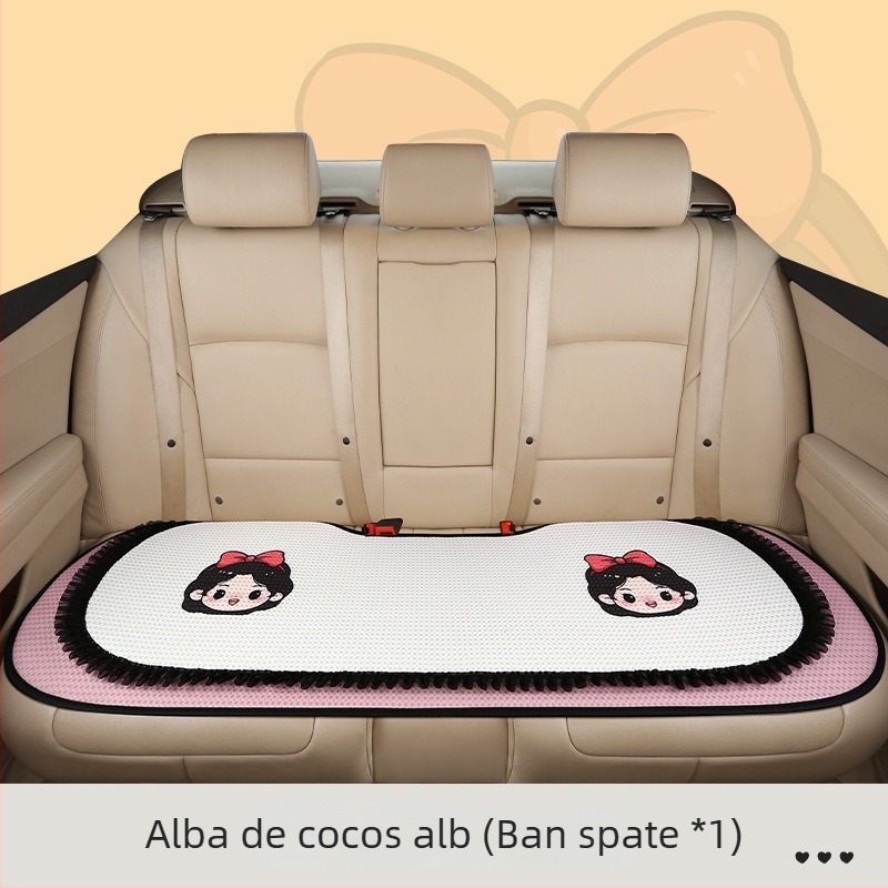 Set de trei perne pentru scaun auto, suprafață din plasă respirabilă, umplutură din burete, design desen animat cusut, potrivit pentru toate sezoanele