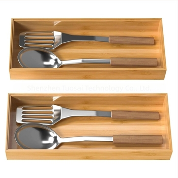 Cutie de depozitare pentru tacâmuri de bucătărie din bambus – Organizator de tacâmuri stivuibile xl023, Minimalist modern